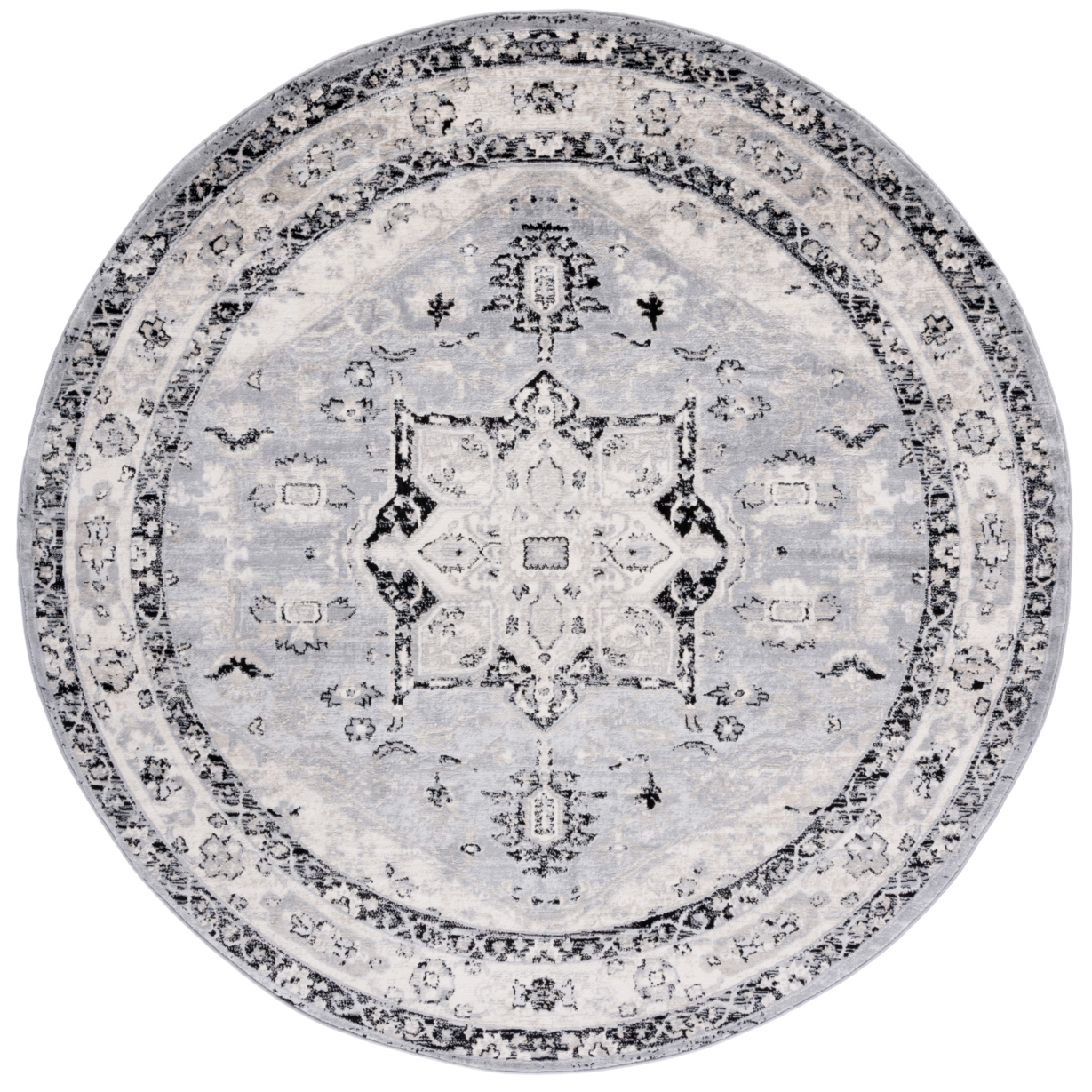 SAFAVIEH Brentwood Collection BNT852H Silver / Black Rug - 4' X 6'