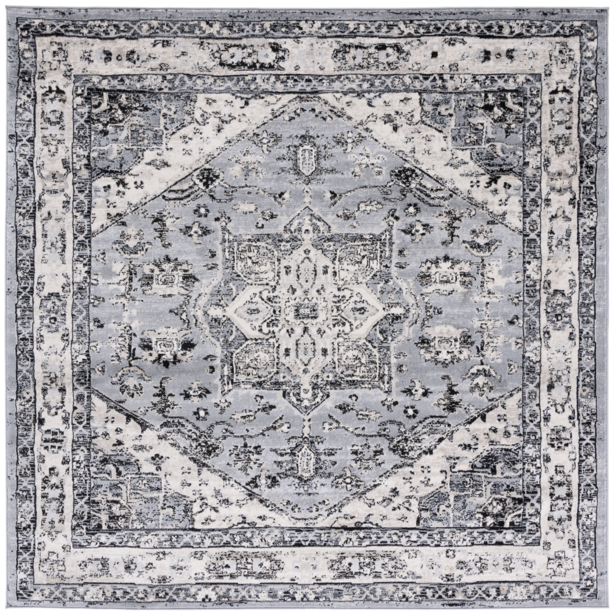 SAFAVIEH Brentwood Collection BNT852G Grey / Black Rug - 6' 7 Square