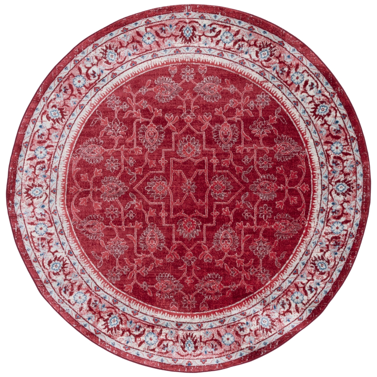 SAFAVIEH Brentwood Collection BNT853N Blue / Red Rug - 6' 7 Round