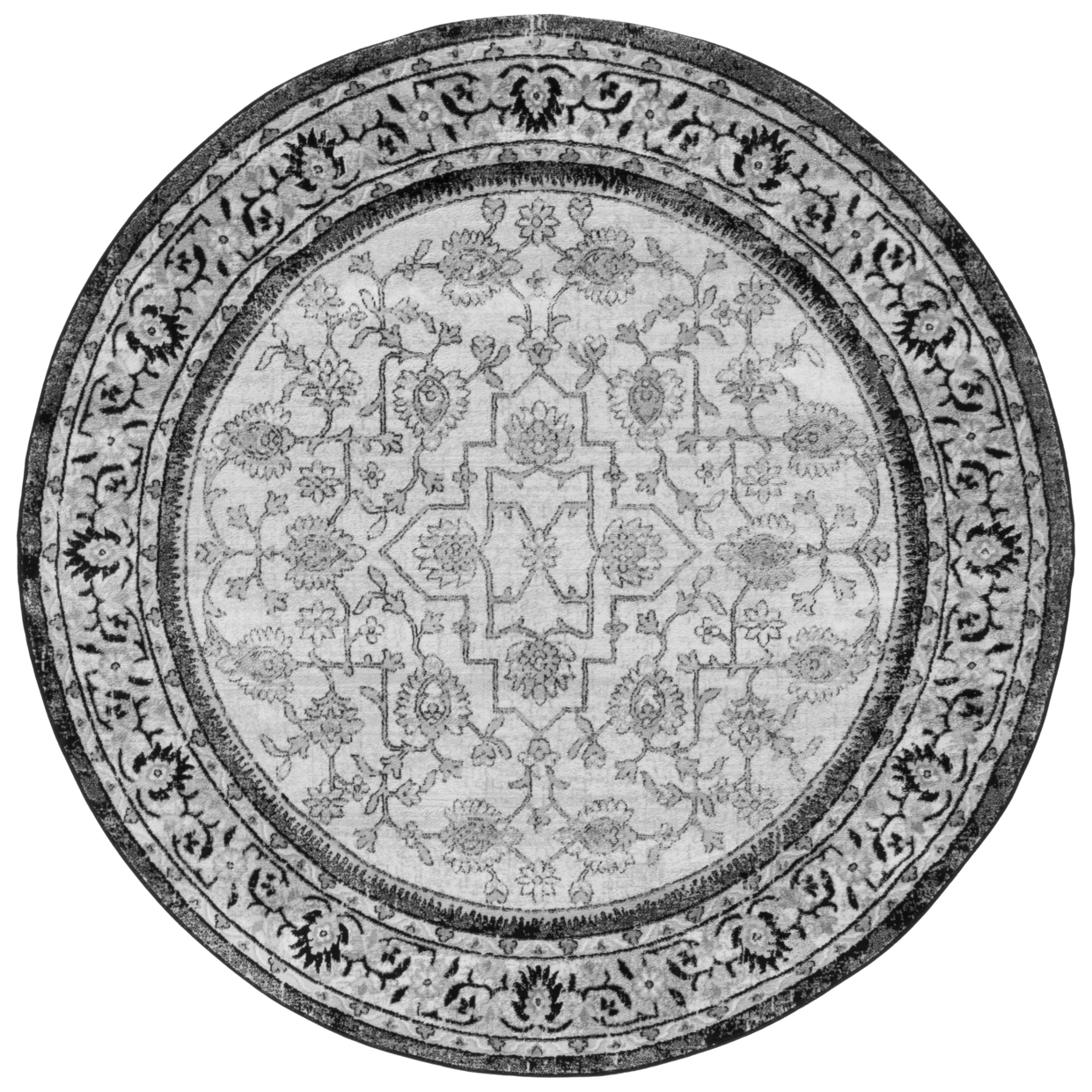 SAFAVIEH Brentwood Collection BNT853Z Black / Ivory Rug - 6' 7 Round