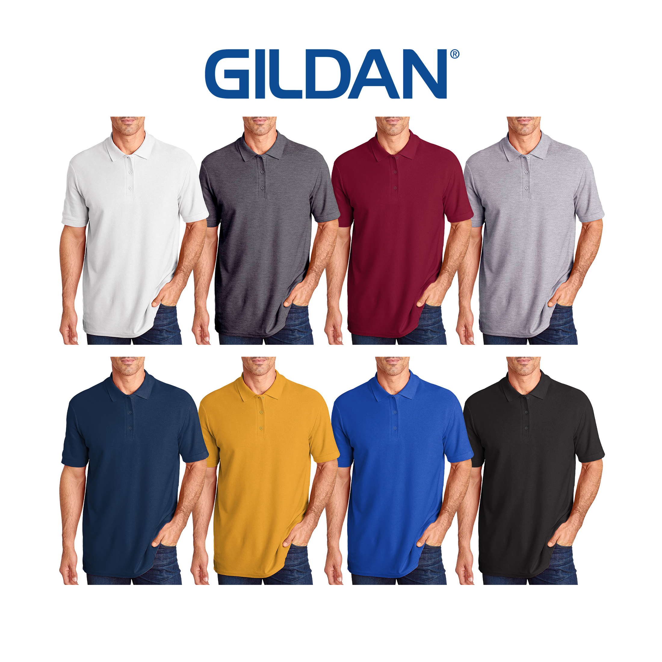4-Pack Men's Gildan Premium Cotton Pique Polos - M