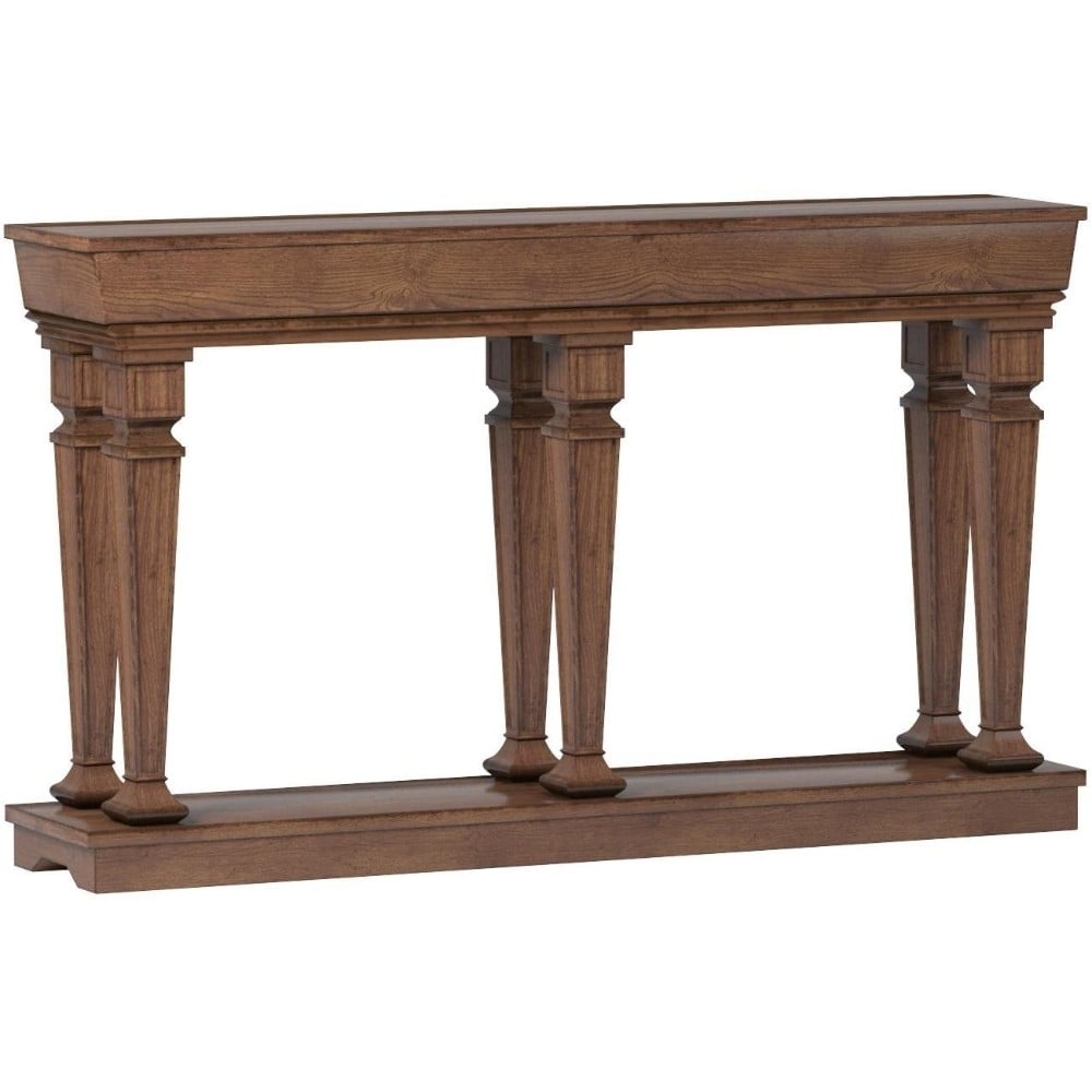 Wooden Console Table With One Bottom Shelf, Oak Brown- Saltoro Sherpi