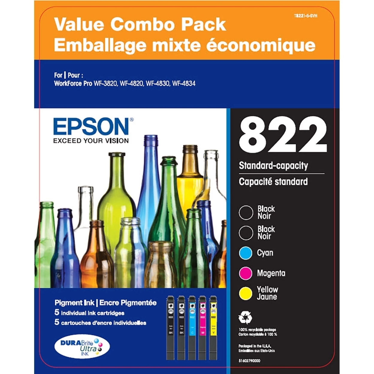 Epson T822 DURABrite Ultra Standard Capacity Ink Cartridge Pack