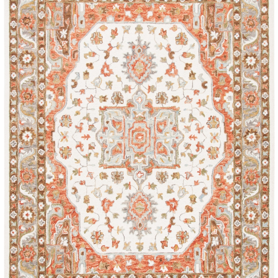 SAFAVIEH Trace Collection TRC523A Handmade Ivory/Red Rug - 8' X 10'