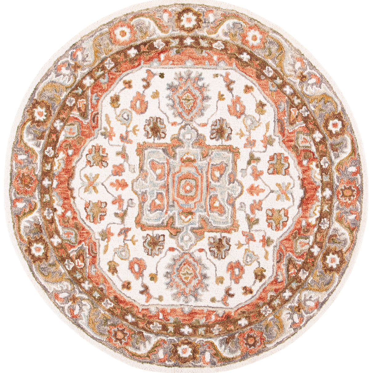 SAFAVIEH Trace Collection TRC523A Handmade Ivory/Red Rug - 6' Round