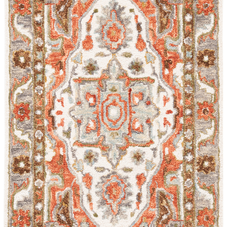 SAFAVIEH Trace Collection TRC523A Handmade Ivory/Red Rug - 3' X 5'