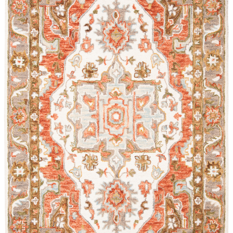 SAFAVIEH Trace Collection TRC523A Handmade Ivory/Red Rug - 5' X 8'