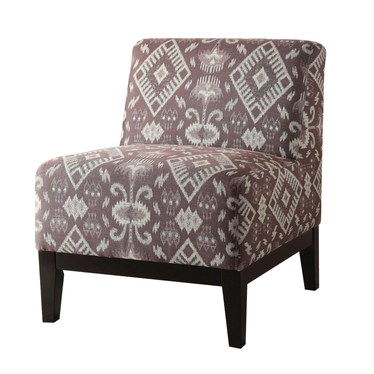 28 Inch Wide Fabric Upholstered Accent Chair, Brown, White- Saltoro Sherpi