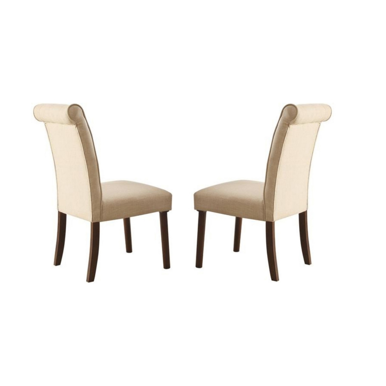 Dining Chair With Fabric Button Tufted Back, Set Of 2, Beige- Saltoro Sherpi