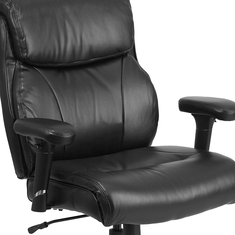 HERCULES Series Big & Tall 400 Lb. Rated Black LeatherSoft Ergonomic Task Office Chair With Clean Line Stitching And Arms