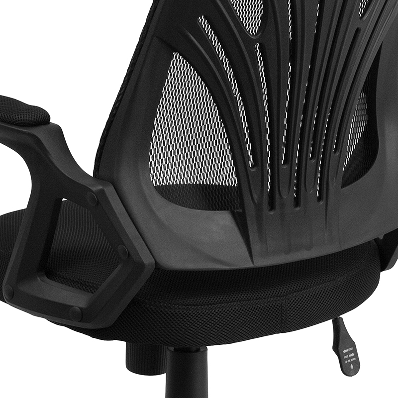 Mid-Back Designer Black Mesh Swivel Task Office Chair With Open Arms