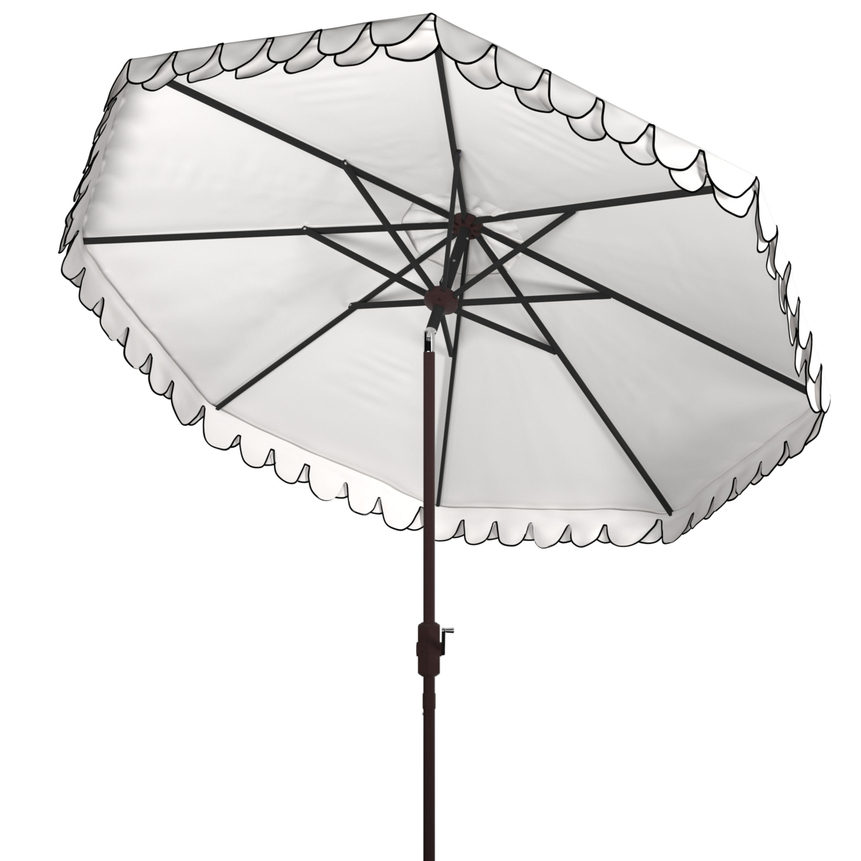 SAFAVIEH Outdoor Collection Elegant Valance 9-Foot Tilt Umbrella White / Navy