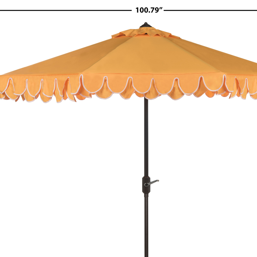 SAFAVIEH Outdoor Collection Elegant Valance 9-Foot Tilt Umbrella Yellow / White