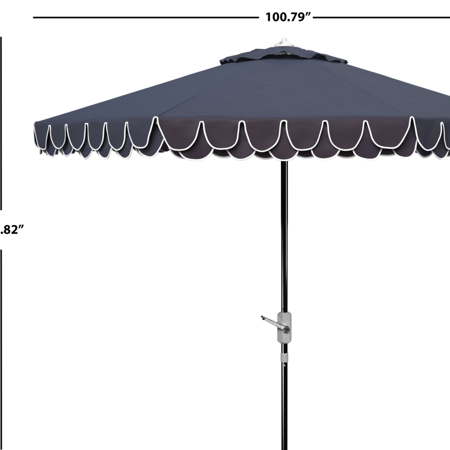 SAFAVIEH Outdoor Collection Elegant Valance 9-Foot Tilt Umbrella Navy/White