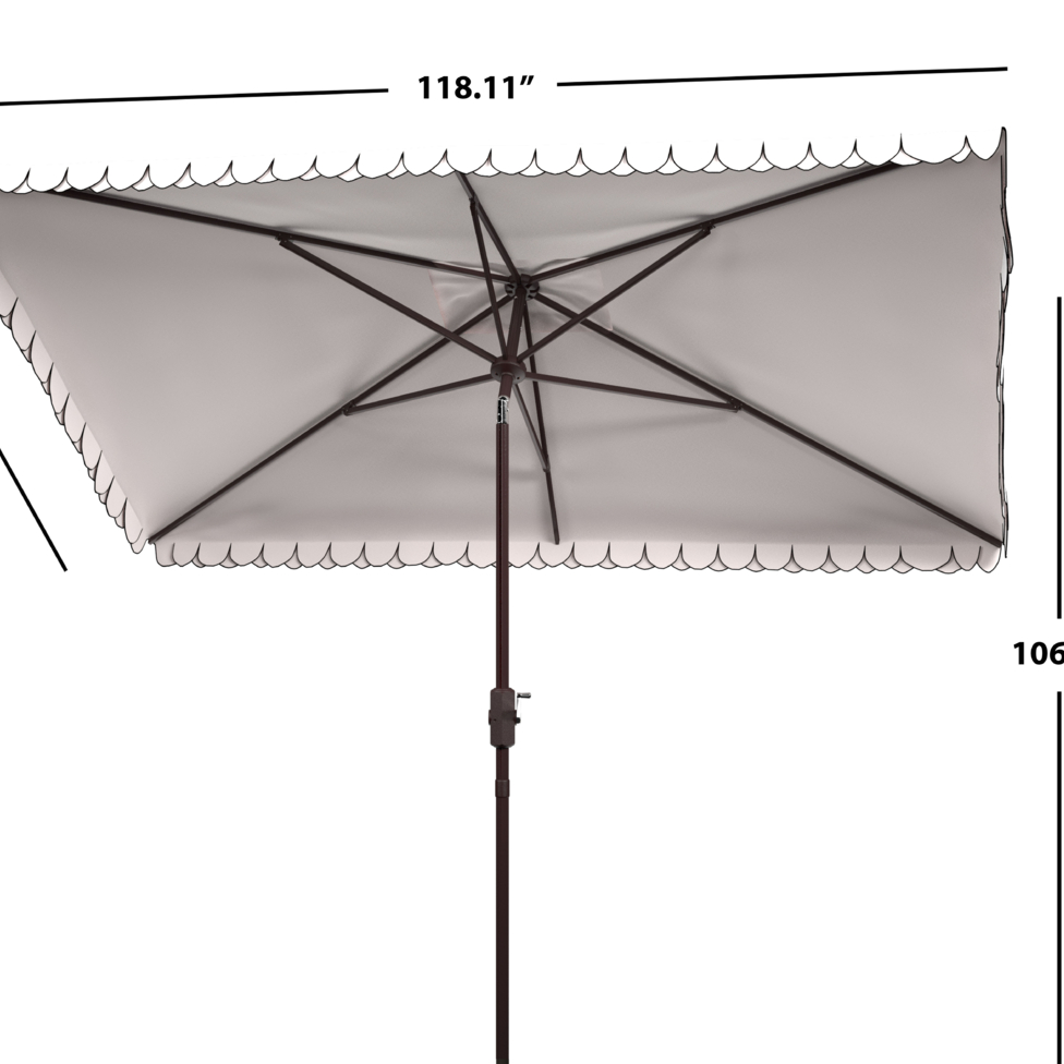 SAFAVIEH Outdoor Collection Valance 6.5 X 10-Foot Rectangle Umbrella White/Black
