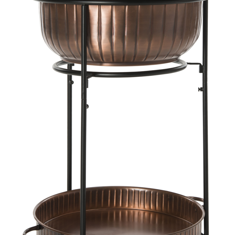 SAFAVIEH Outdoor Collection Naka Beverage Tub With Stand Antique Copper/Black