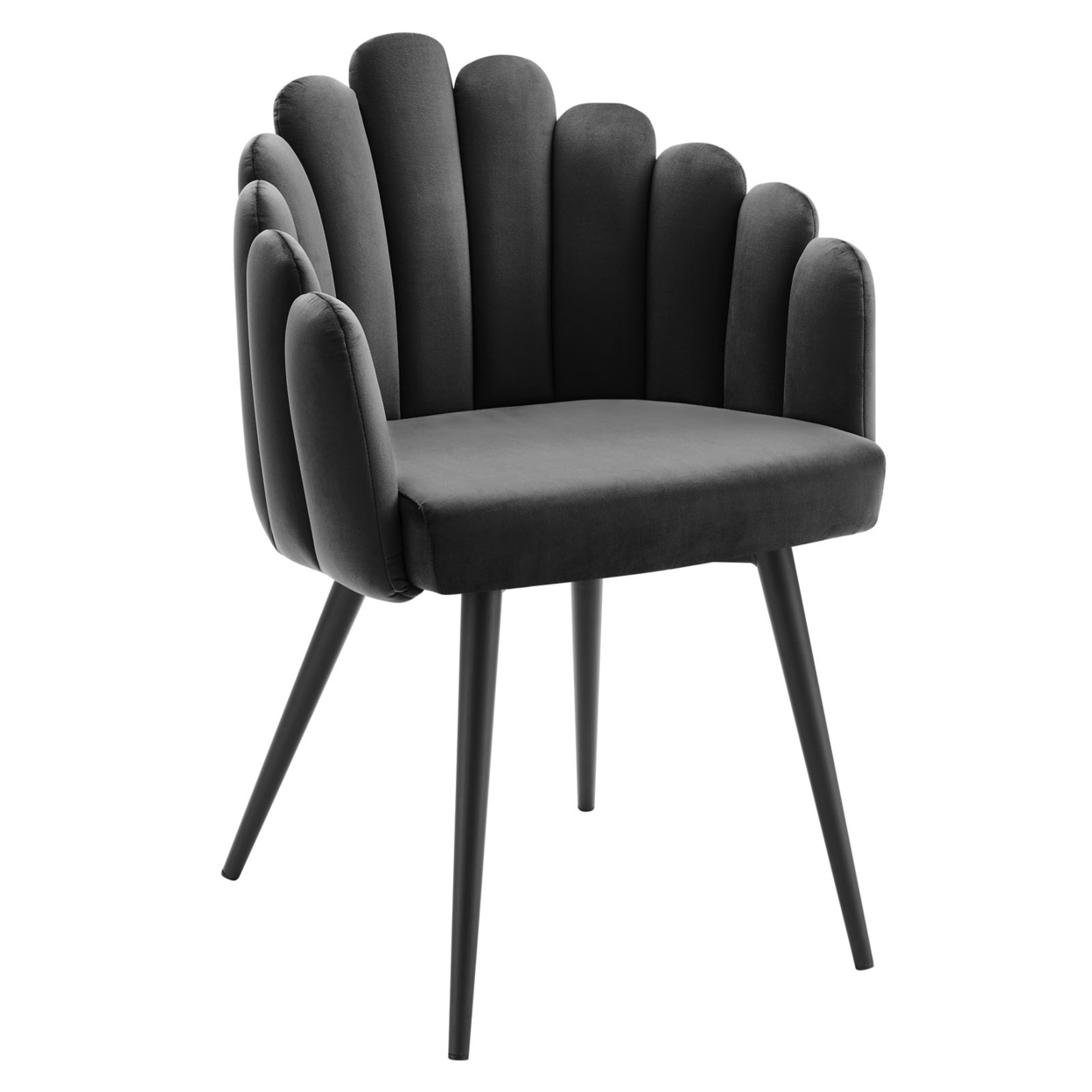 Vanguard Performance Velvet Dining Chair, Black Charcoal