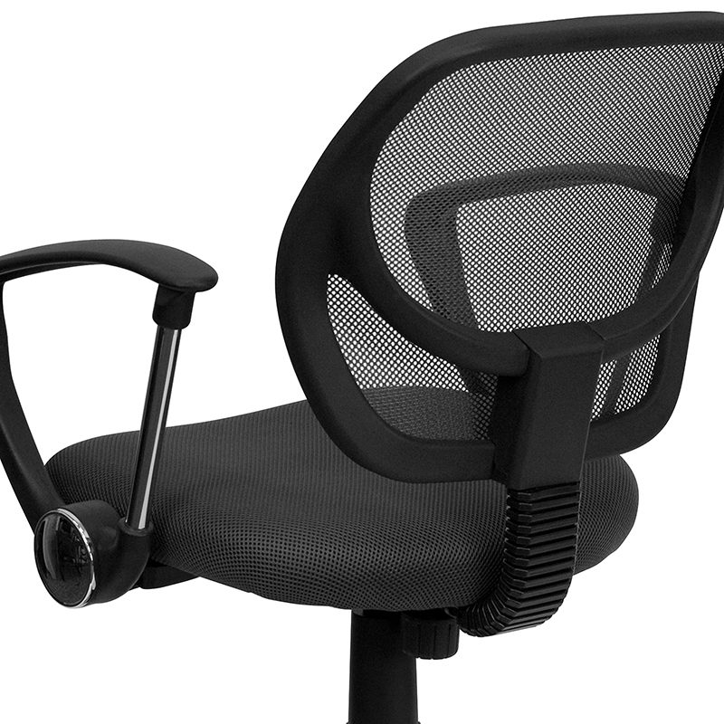 Low Back Gray Mesh Swivel Task Office Chair With Arms