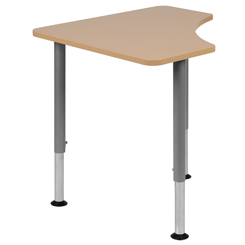 Triangular Natural Collaborative Student Desk (Adjustable From 22.3 To 34) - Home And Classroom