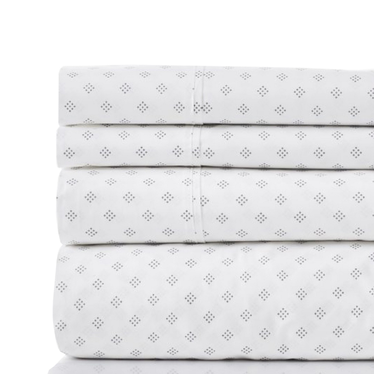 Matt 4 Piece California King Bed Sheet Set, Organic Cotton, White, Gray- Saltoro Sherpi