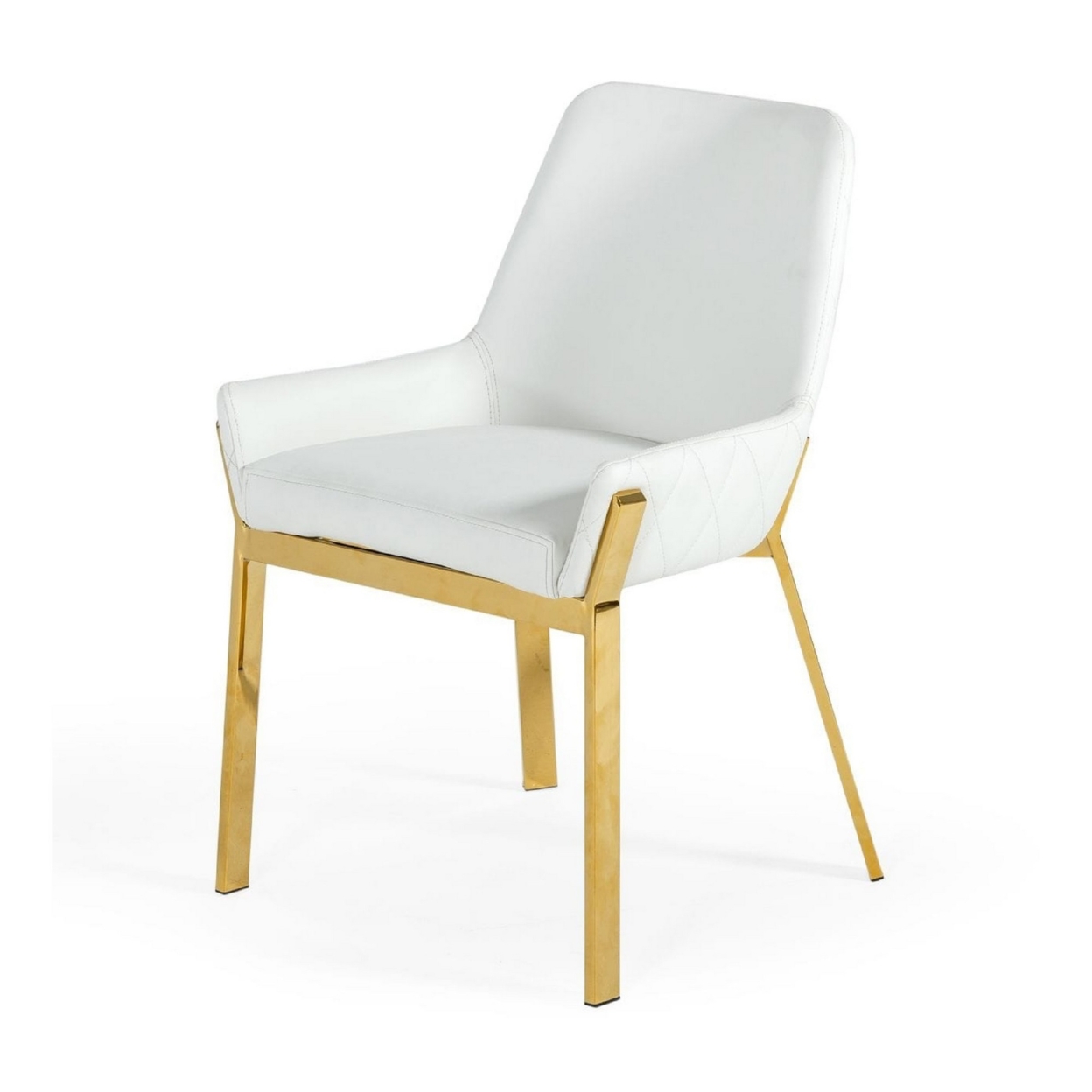Cid 24 Inch Modern Faux Leather Dining Chair, Armrest, Tight Back, White- Saltoro Sherpi