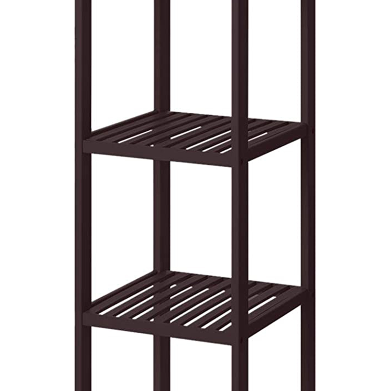 57 Inch Multifunctional Storage Rack Shelves, 5 Tier, Bamboo, Dark Brown- Saltoro Sherpi