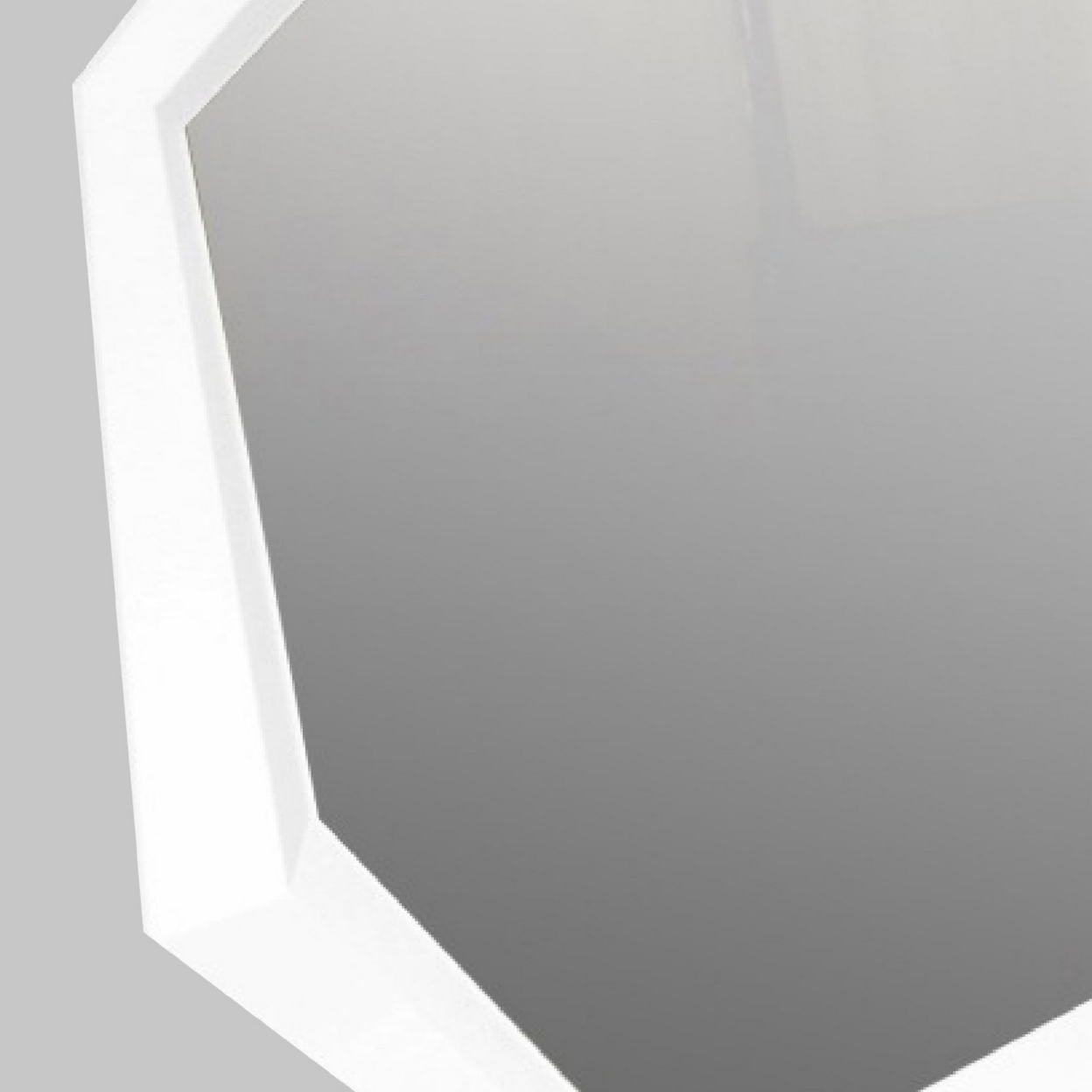 Hart 47 Inch Modern Mirror, Octagon, Glossy Textured Frame, White- Saltoro Sherpi