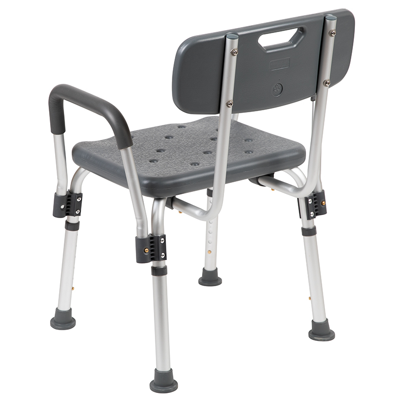 HERCULES Series 300 Lb. Capacity, Adjustable Gray Bath & Shower Chair With Depth Adjustable Back