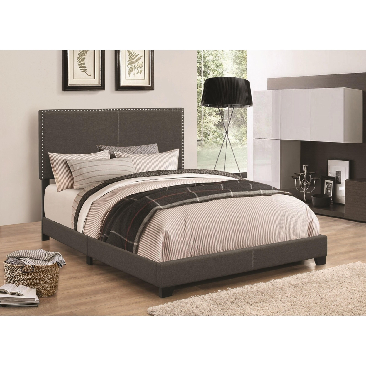 Modern Panel Twin Bed, Dark Gray- Saltoro Sherpi