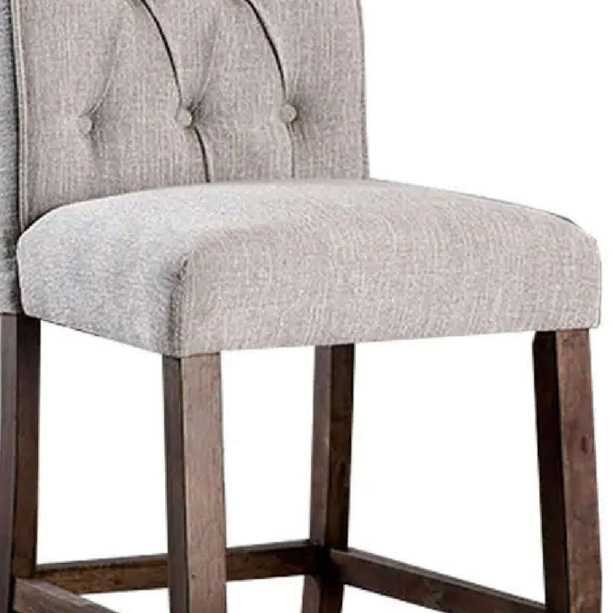 Wooden Fabric Upholstered Counter Height Chair, Cream And Brown, Pack Of Two- Saltoro Sherpi
