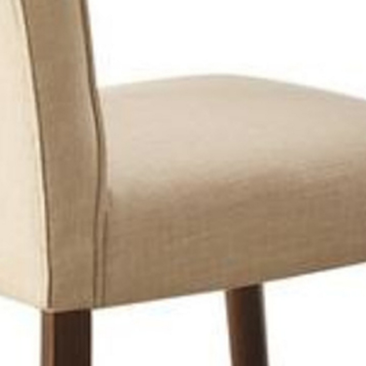 Dining Chair With Fabric Button Tufted Back, Set Of 2, Beige- Saltoro Sherpi