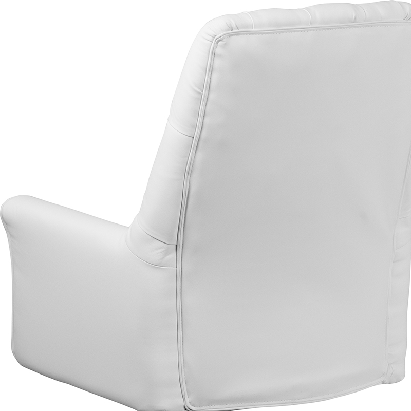 Mid-Back Traditional Tufted White LeatherSoft Executive Swivel Office Chair With Arms