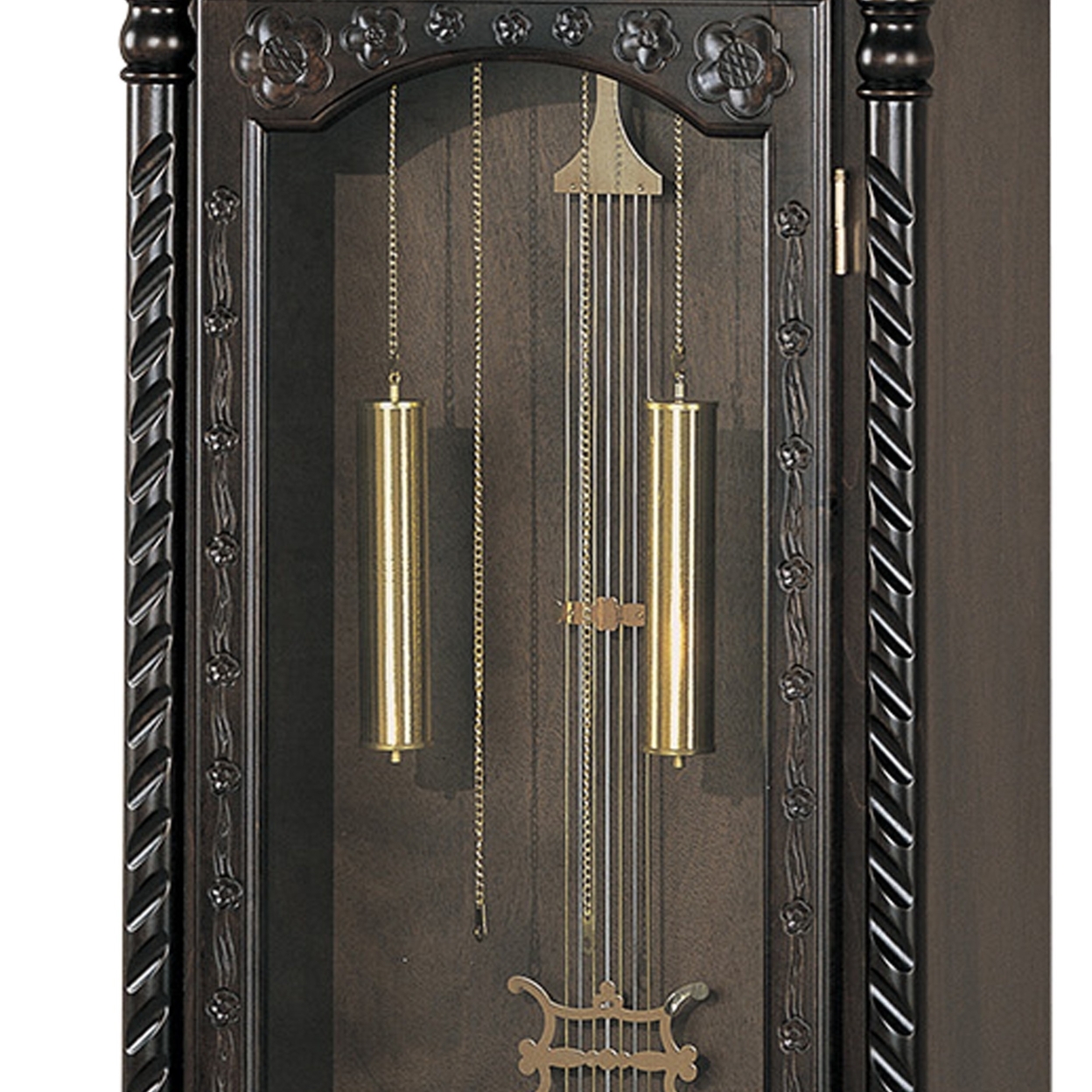 Aesthetically Charmed Wooden Grandfather Clock, Brown- Saltoro Sherpi