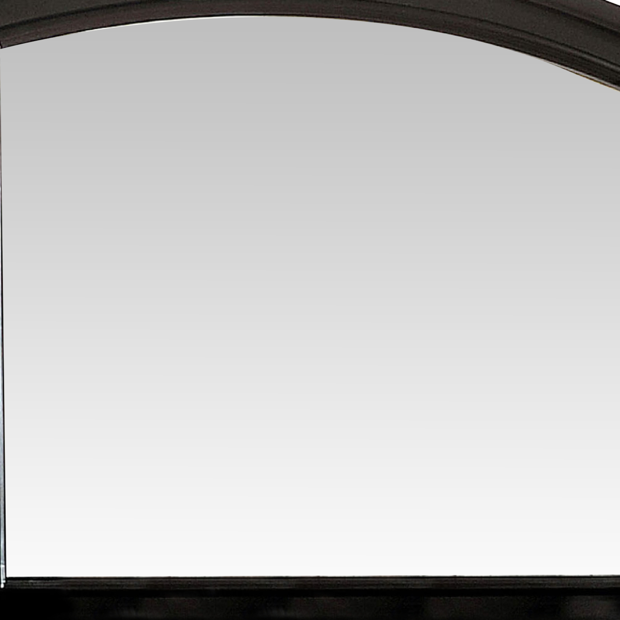 Glan 42 Inch Wall Mirror, Molded Trim, Wood Frame, Curved Top, Black- Saltoro Sherpi