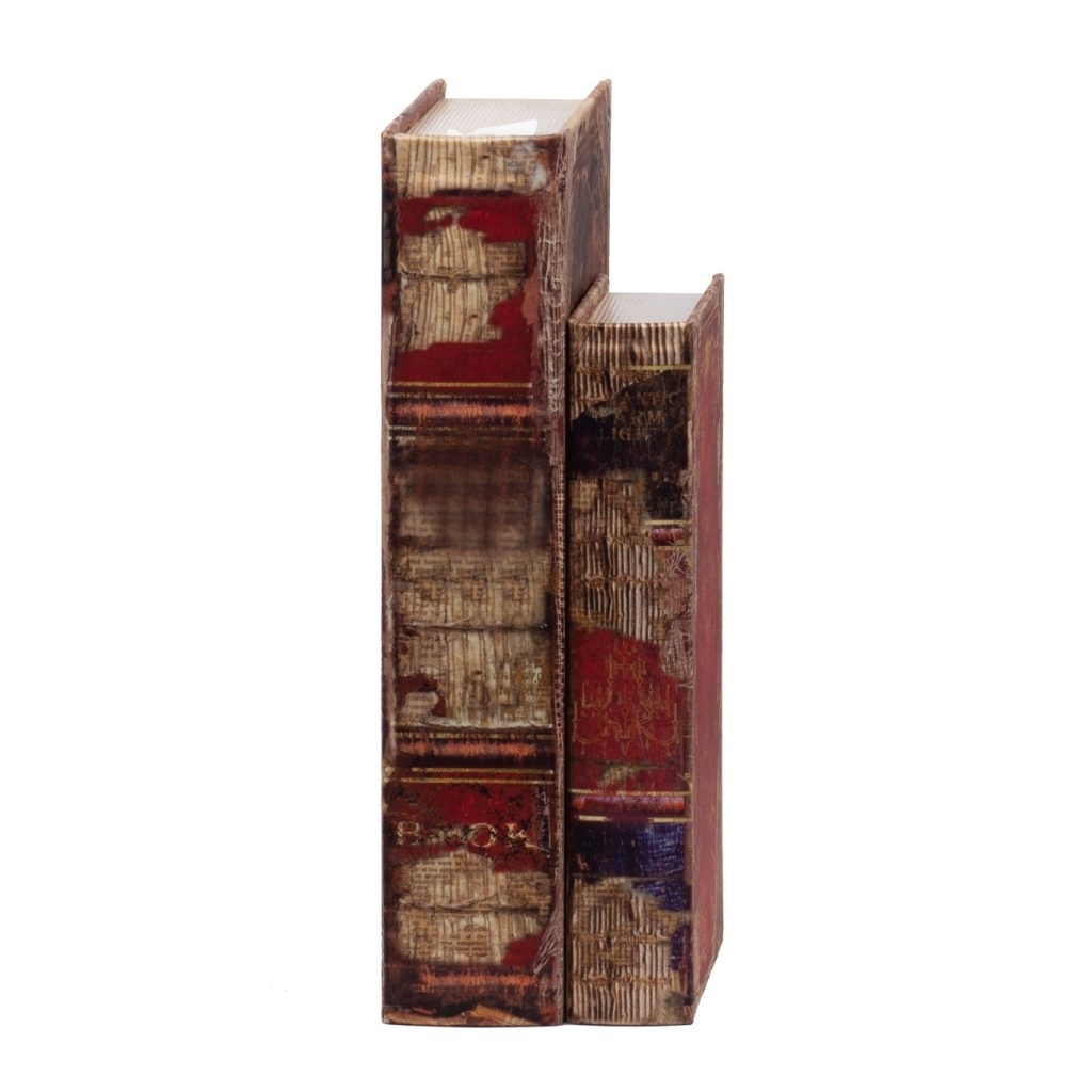 Set Of 6 Antique Distressed Book Boxes, Multicolor, 3 Assortment- Saltoro Sherpi
