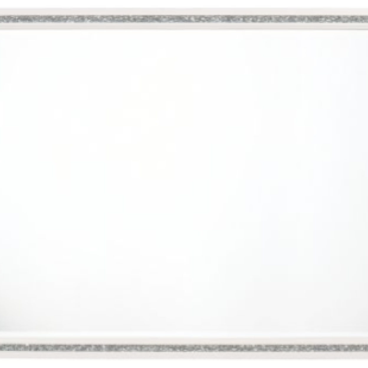 46 Inch Solid Wood Mirror, Shimmering Silver Accent, Landscape, White- Saltoro Sherpi
