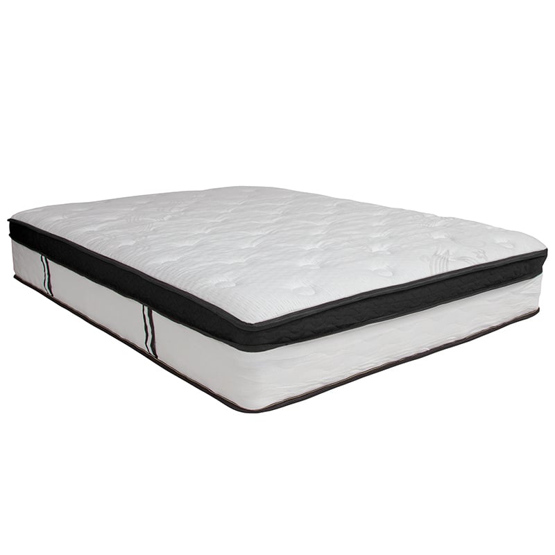 14 Inch Metal Platform Bed Frame With 12 Inch Memory Foam Pocket Spring Mattress In A Box (No Box Spring Required) - Full