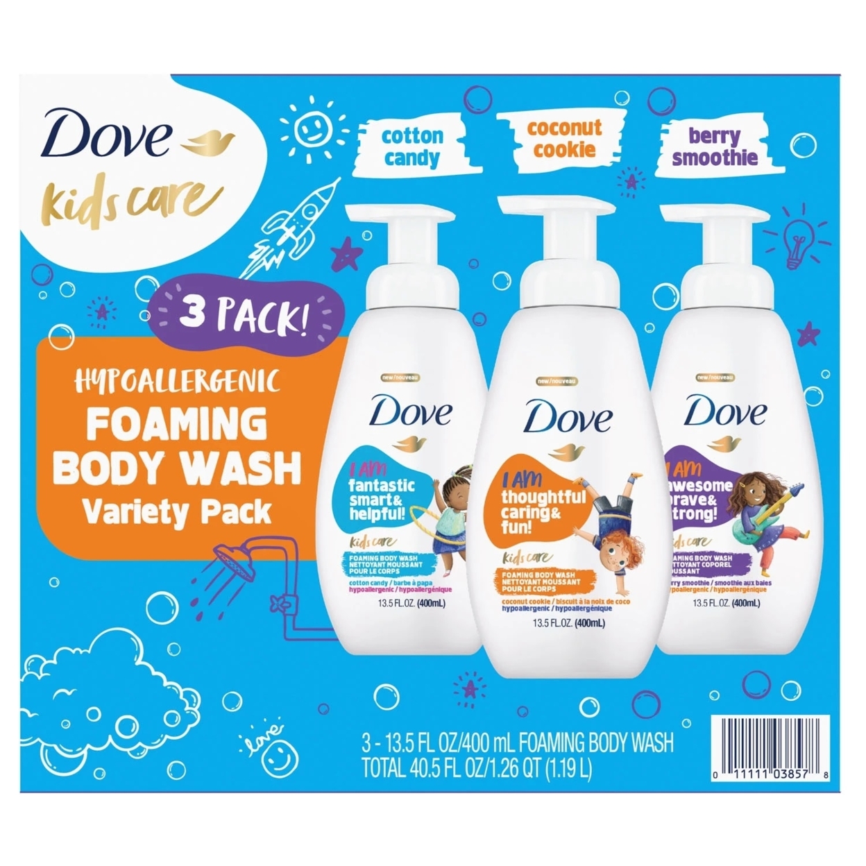 Dove Kids Care Foaming Body Wash, Variety Pack, 13.5 Fluid Ounce (Pack Of 3)