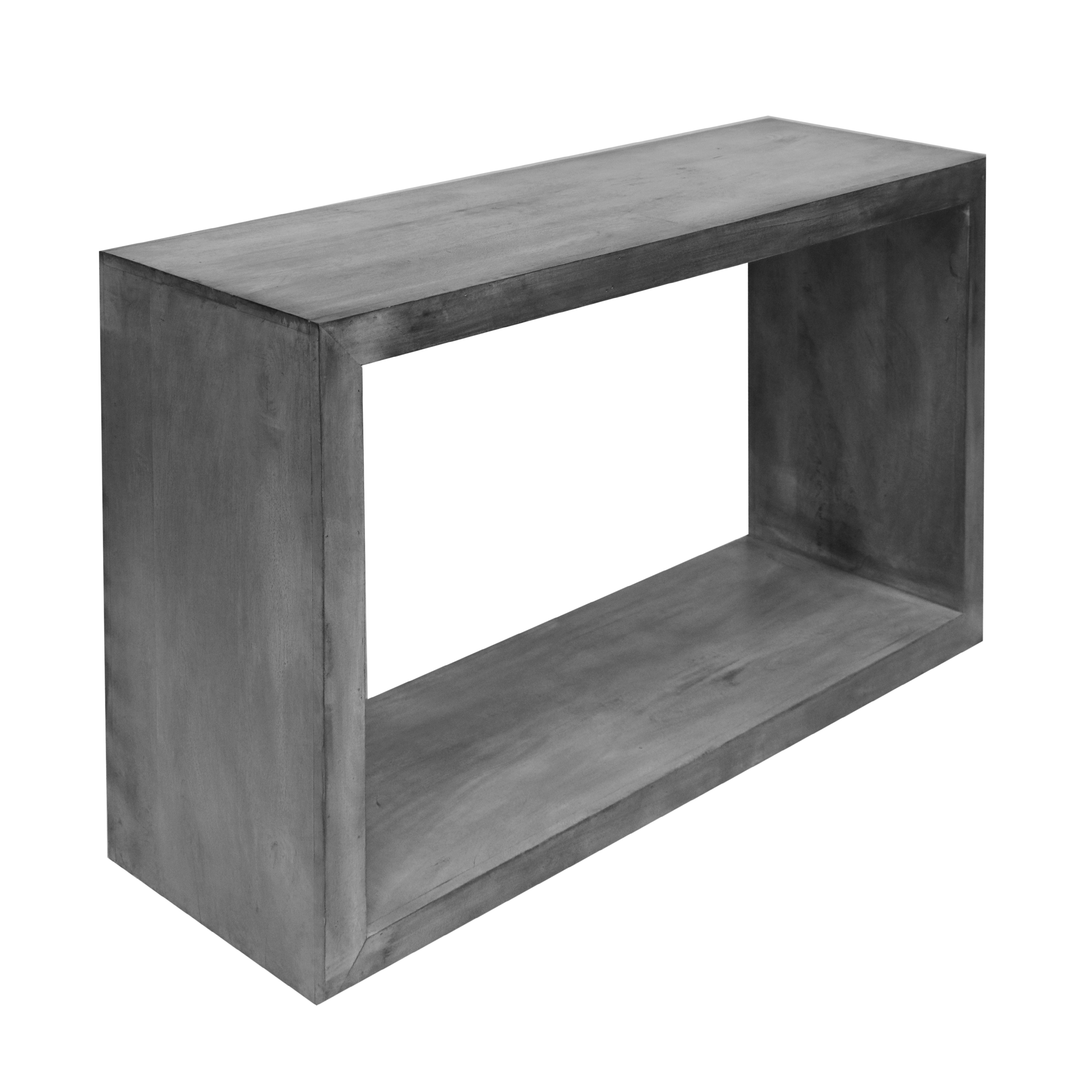 52 Cube Shape Wooden Console Table With Open Bottom Shelf, Charcoal Gray- Saltoro Sherpi