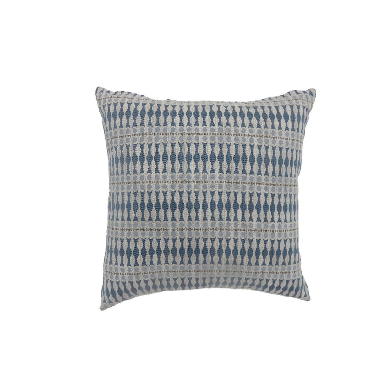 22 Inch Throw Pillow, Set Of 2, Tribal Design Pattern Polyester Fabric, Gray, Blue