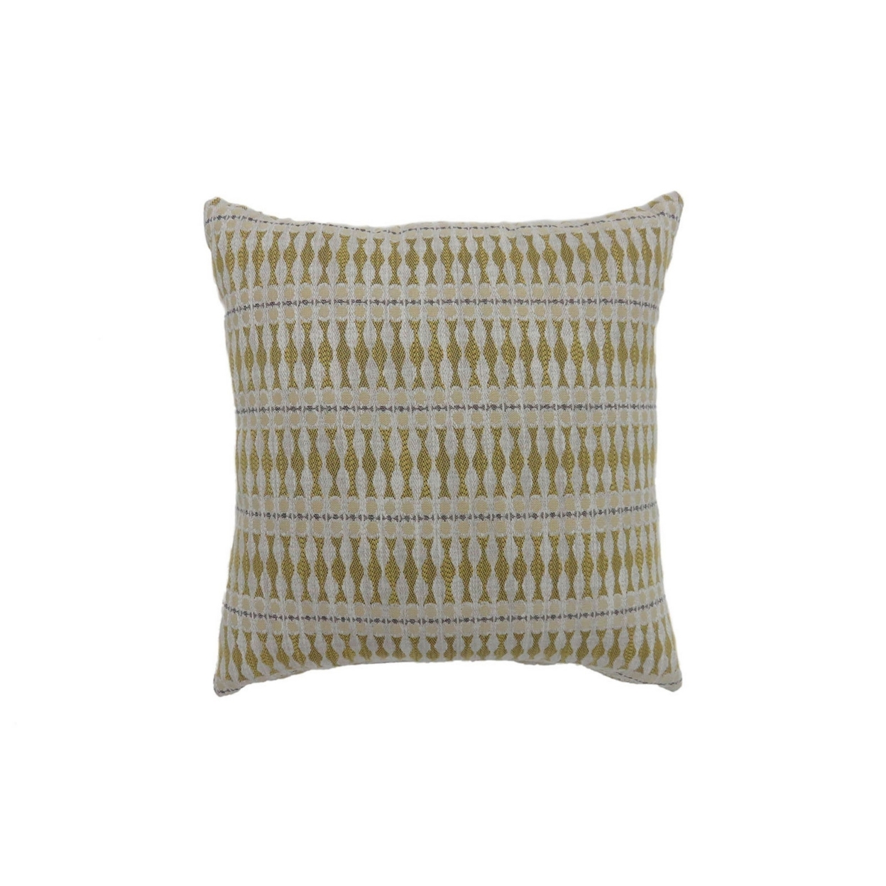 22 Inch Throw Pillow, Set Of 2, Tribal Pattern Polyester Fabric, Gray, Yellow