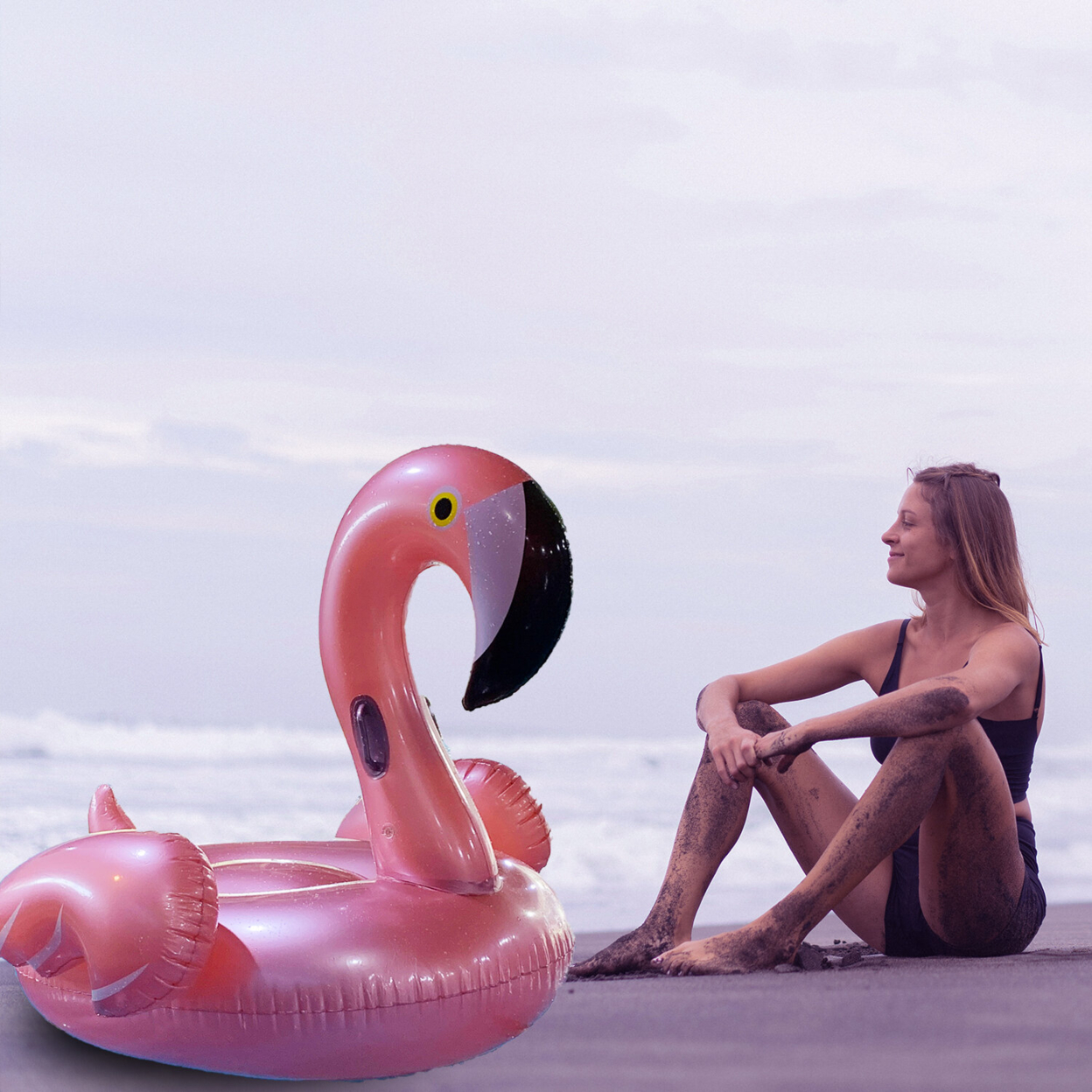 Dimple Giant Inflatable Luxurious Flamingo Pool Float Toy, Large Summer Swimming Pool Raft Lounge For Adults & Kids (Rose Gold)