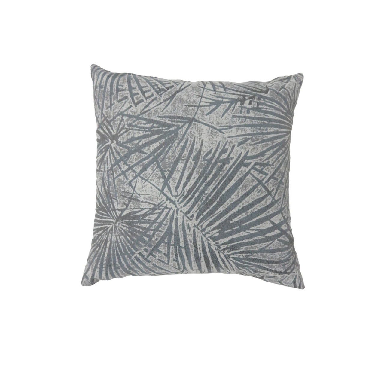 22 Inch Throw Pillow, Set Of 2, Palm Leaves Design Print, Gray