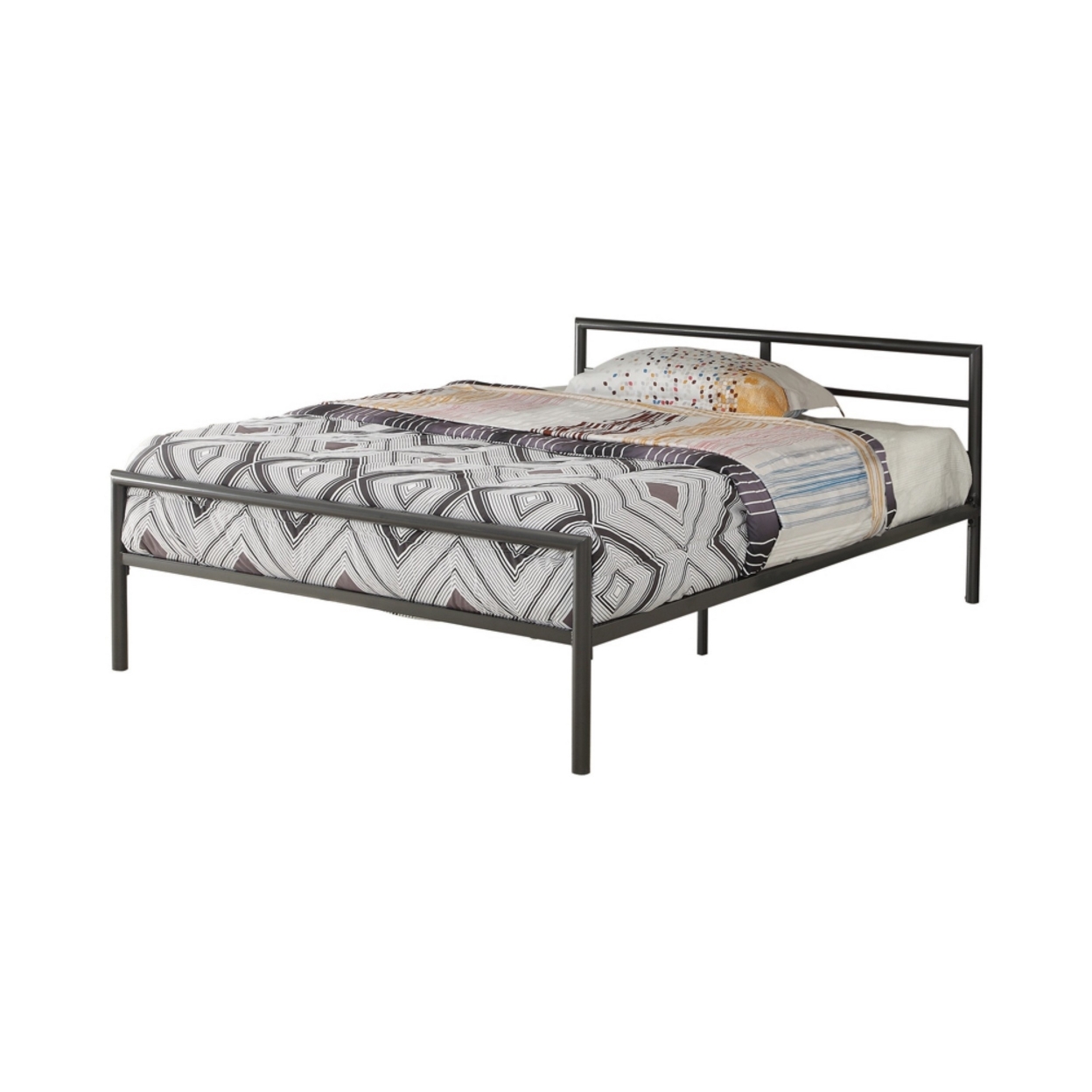 Traditional Styled Full Bed With Sleek Lines, Gray- Saltoro Sherpi