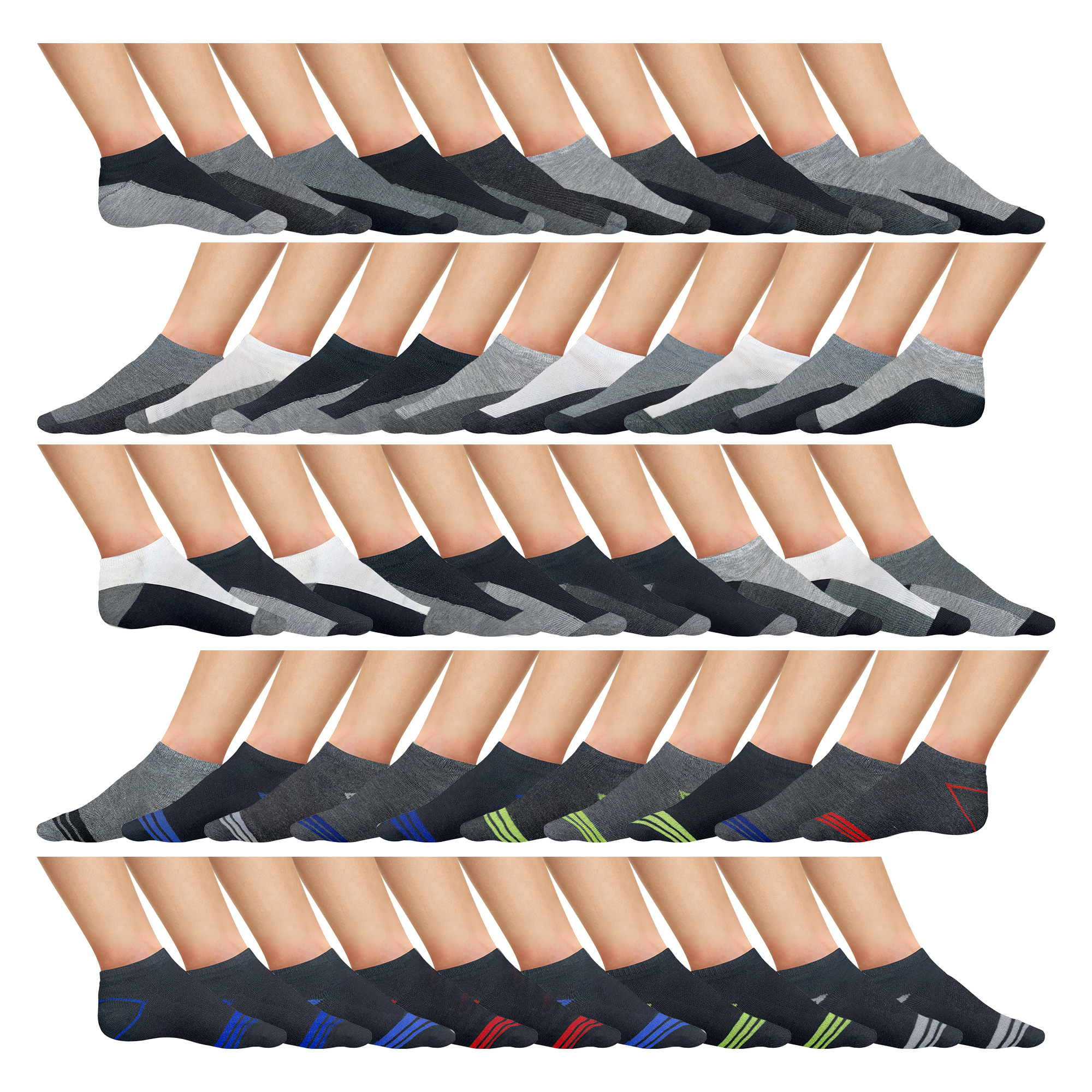 20 Pairs Men's Active Low-Cut Ankle Socks