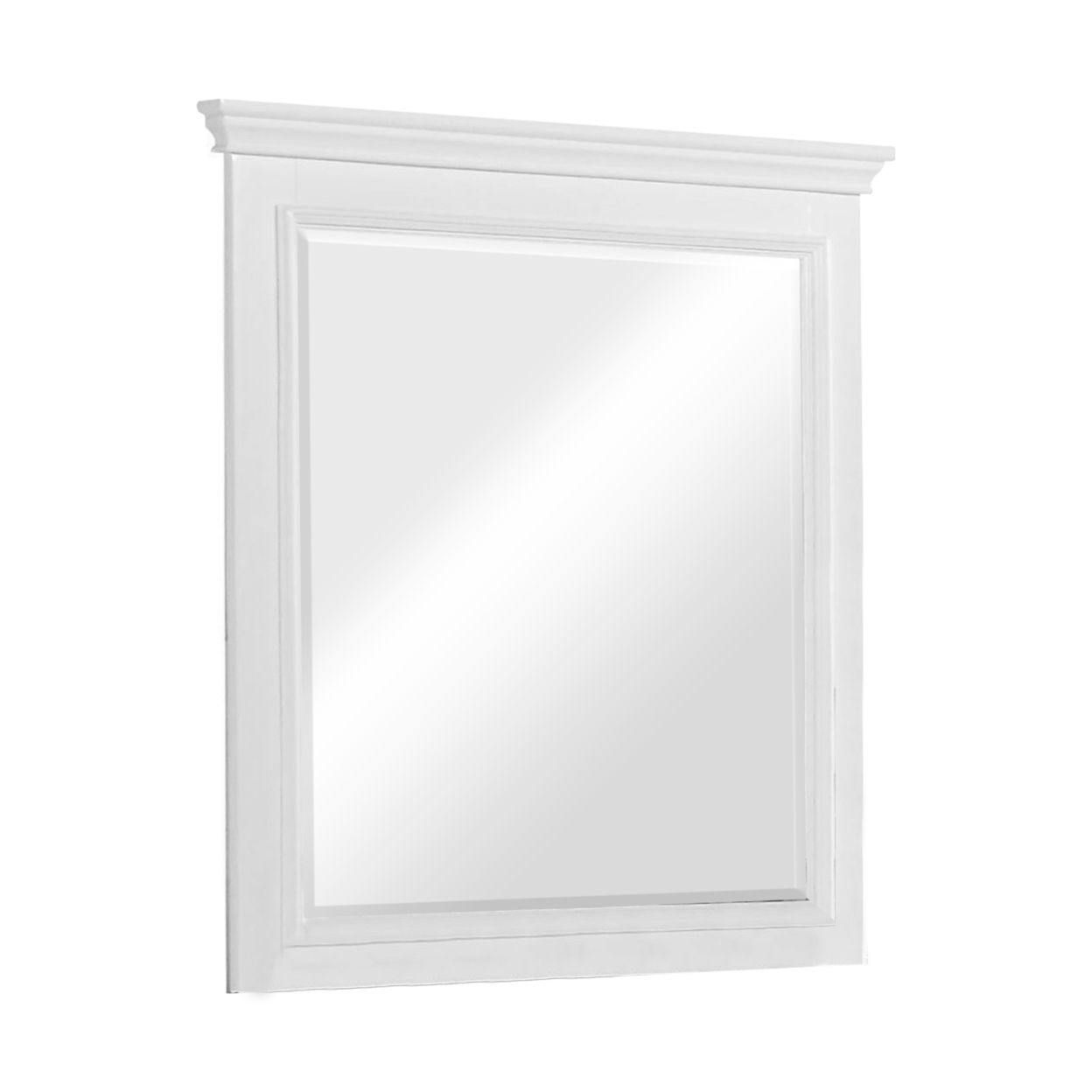 Contemporary Style Wood Rectangular Mirror, White- Saltoro Sherpi