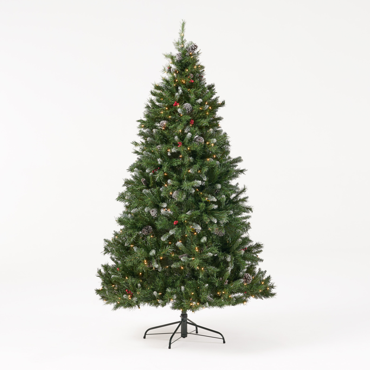 7-foot Mixed Spruce Pre-Lit Clear LED Hinged Artificial Christmas Tree With Frosted Branches
