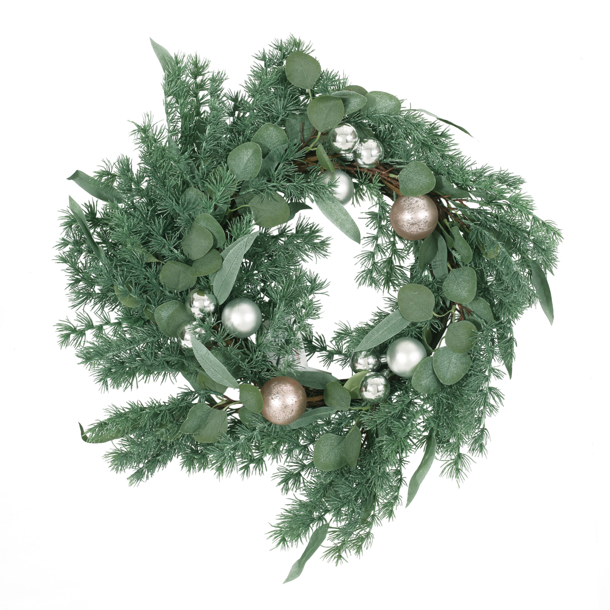 Parandes 26 Pine Artificial Wreath With Ornaments, Green