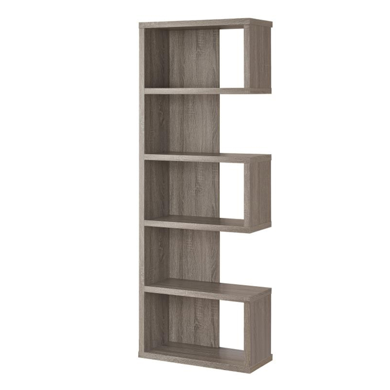 Sturdy Semi Backless Wooden Bookcase, Gray- Saltoro Sherpi