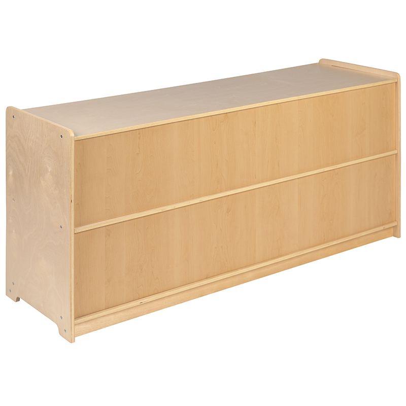 Wooden 2 Section School Classroom Storage Cabinet For Commercial Or Home Use - Safe, Kid Friendly Design - 24H X 48L (Natural)
